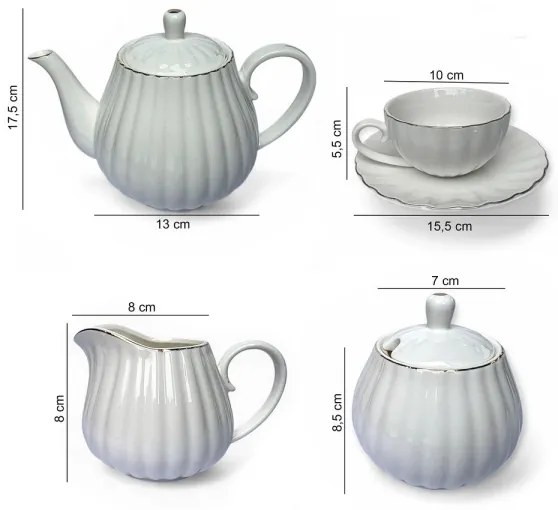 Set de cafea din porțelan, 15 piese, alb