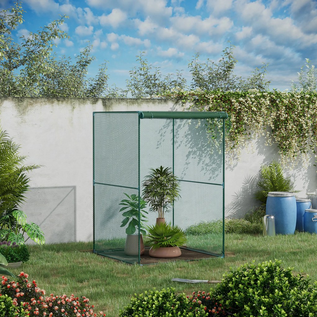Outsunny Jaula de Cultivo para Plantas 120x120x180 cm cu Ușă Enrollabilă și Structură din Oțel pentru Grădină Terrasă Culoare Verde | Aosom Romania