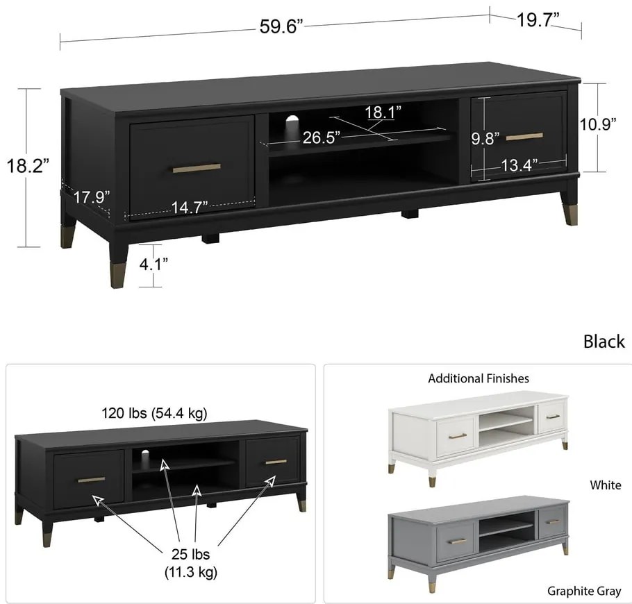 Masă TV CosmoLiving by Cosmopolitan Westerleigh, alb