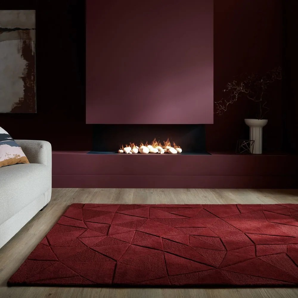 Covor burgundy țesut manual din lână 160x230 cm Shard Red – Flair Rugs