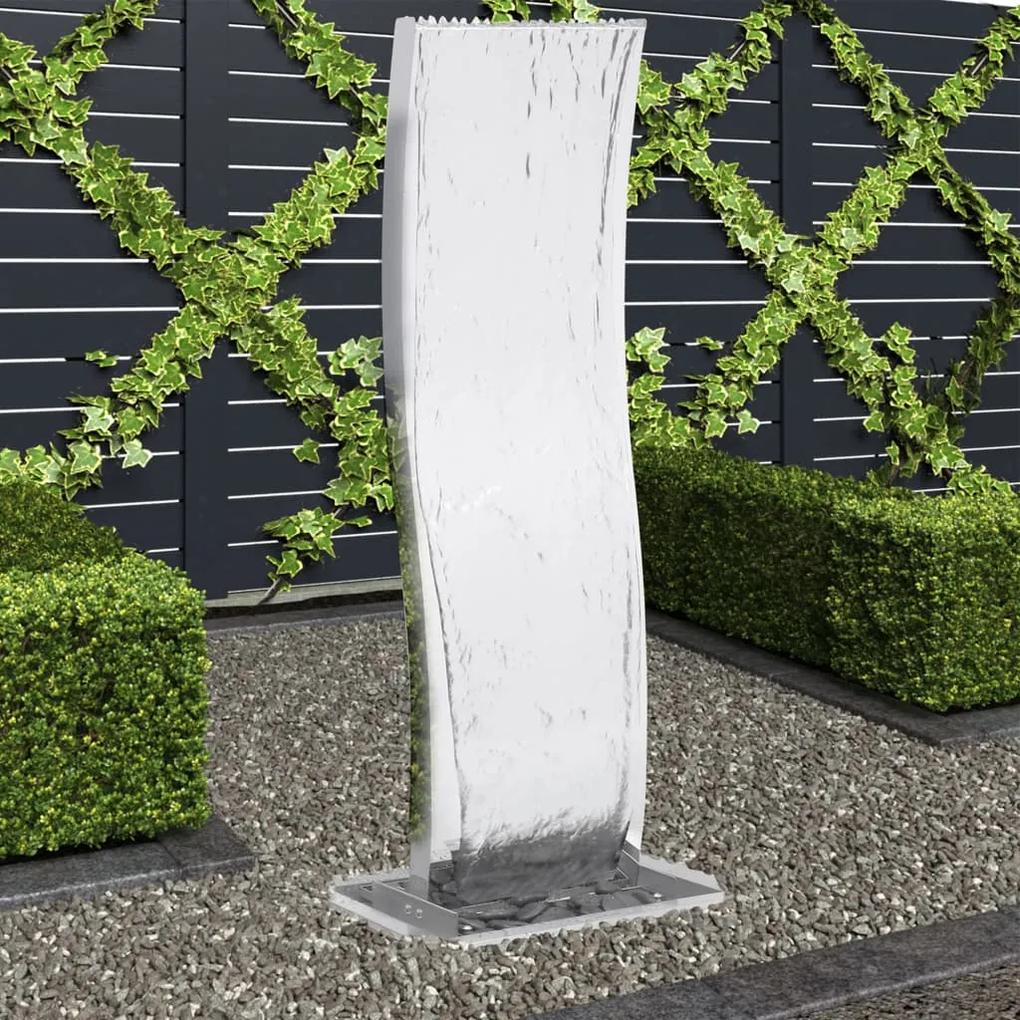 vidaXL Fântână de grădină cu pompă, 130 cm, oțel inoxidabil, curbat