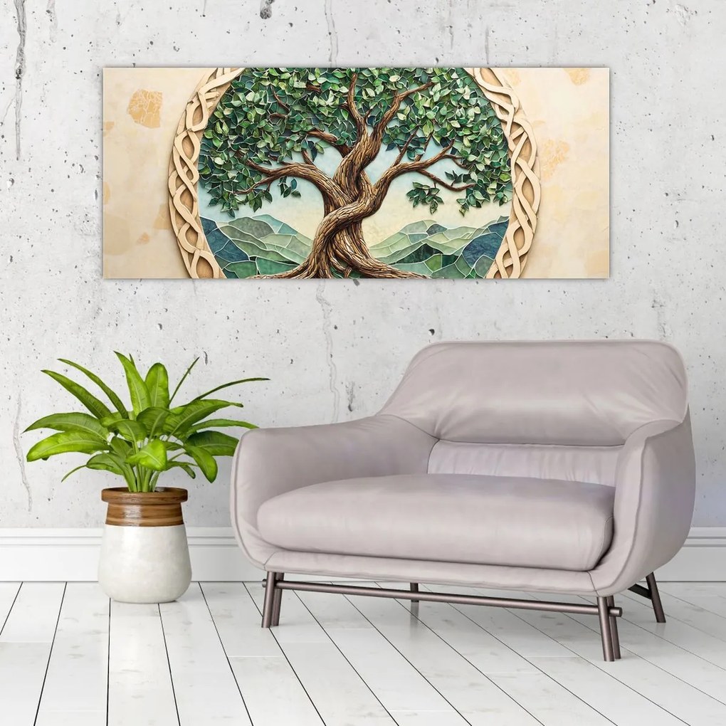 Tablou – Arborele vieții împletit (120x50 cm)