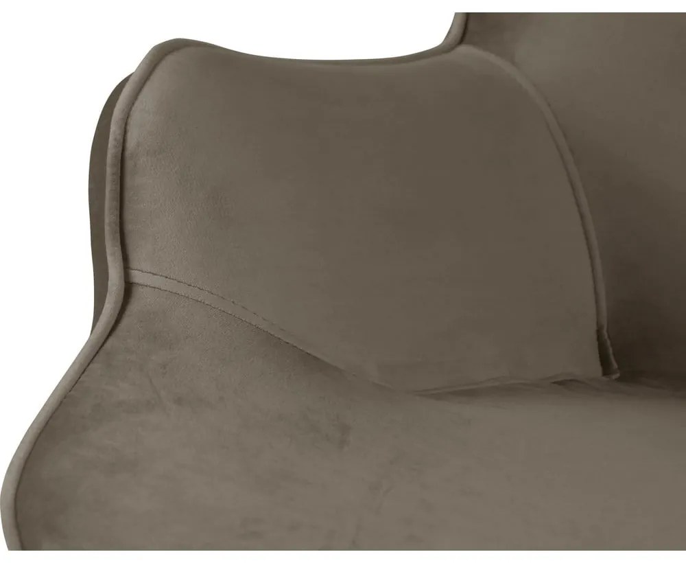 Fotoliu cu taburet maro deschis cu tapițerie din catifea Niko – Ropez