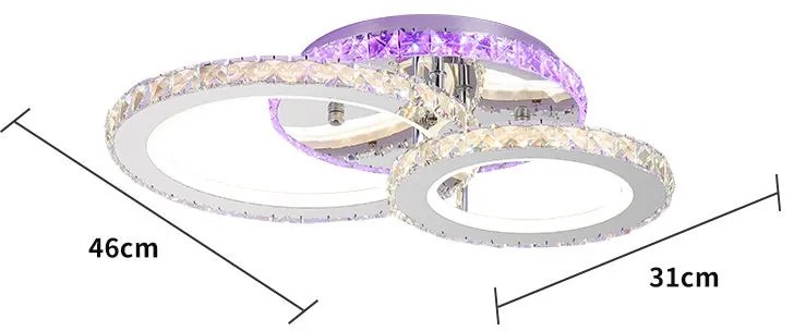 Lustra LED Cu Telecomanda, Elit's Cristal, 2 Cercuri, alb, 70W, RGB