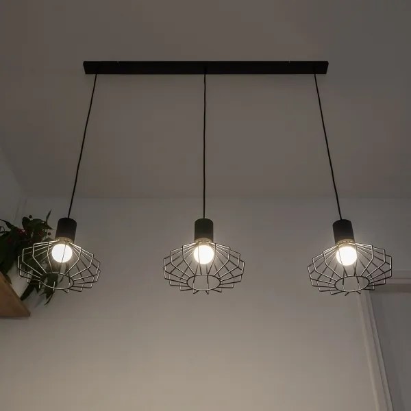 Lustră suspendată cu cablu SOLANO 3xE27/15W/230V negru/auriu