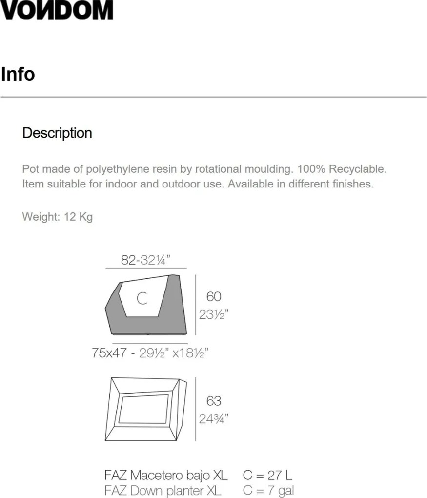 Ghiveci / Jardiniera plante design decorativ modern FAZ PLANTER XL I