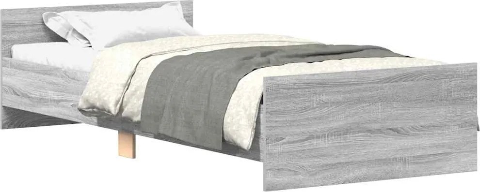 vidaXL Cadru de pat, gri sonoma, 90x190 cm, lemn prelucrat