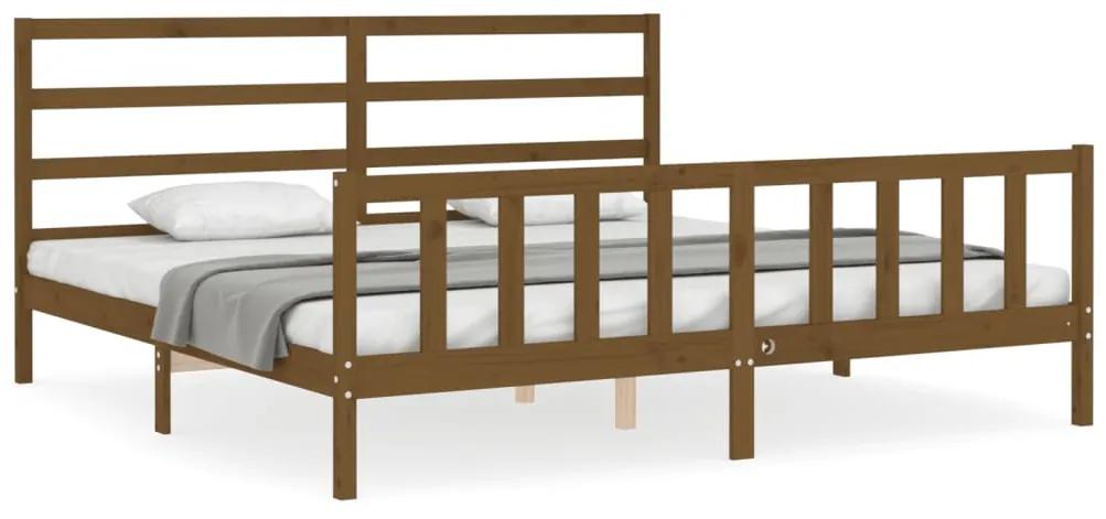 3191929 vidaXL Cadru pat cu tăblie, maro miere, 200x200 cm, lemn masiv
