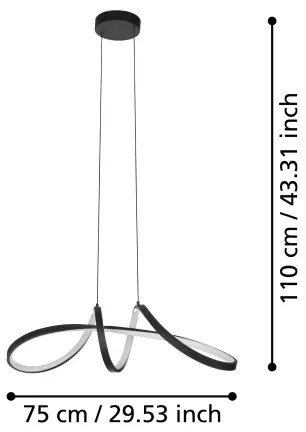Lustră LED RGBW dimabilă pe cablu Eglo 901159 CALAROSSA-Z LED/22W/230V negru