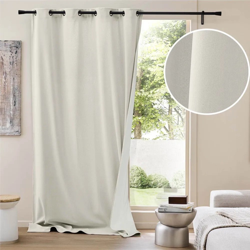 Draperie bej termoizolantă din catifea reiată 140x260 cm Madison – douceur d'intérieur