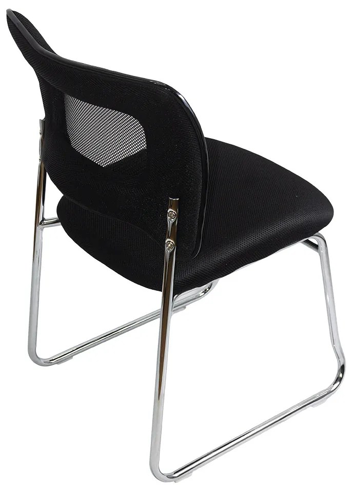 Scaun vizitator negru HRC 613F din mesh si cadrul cromat