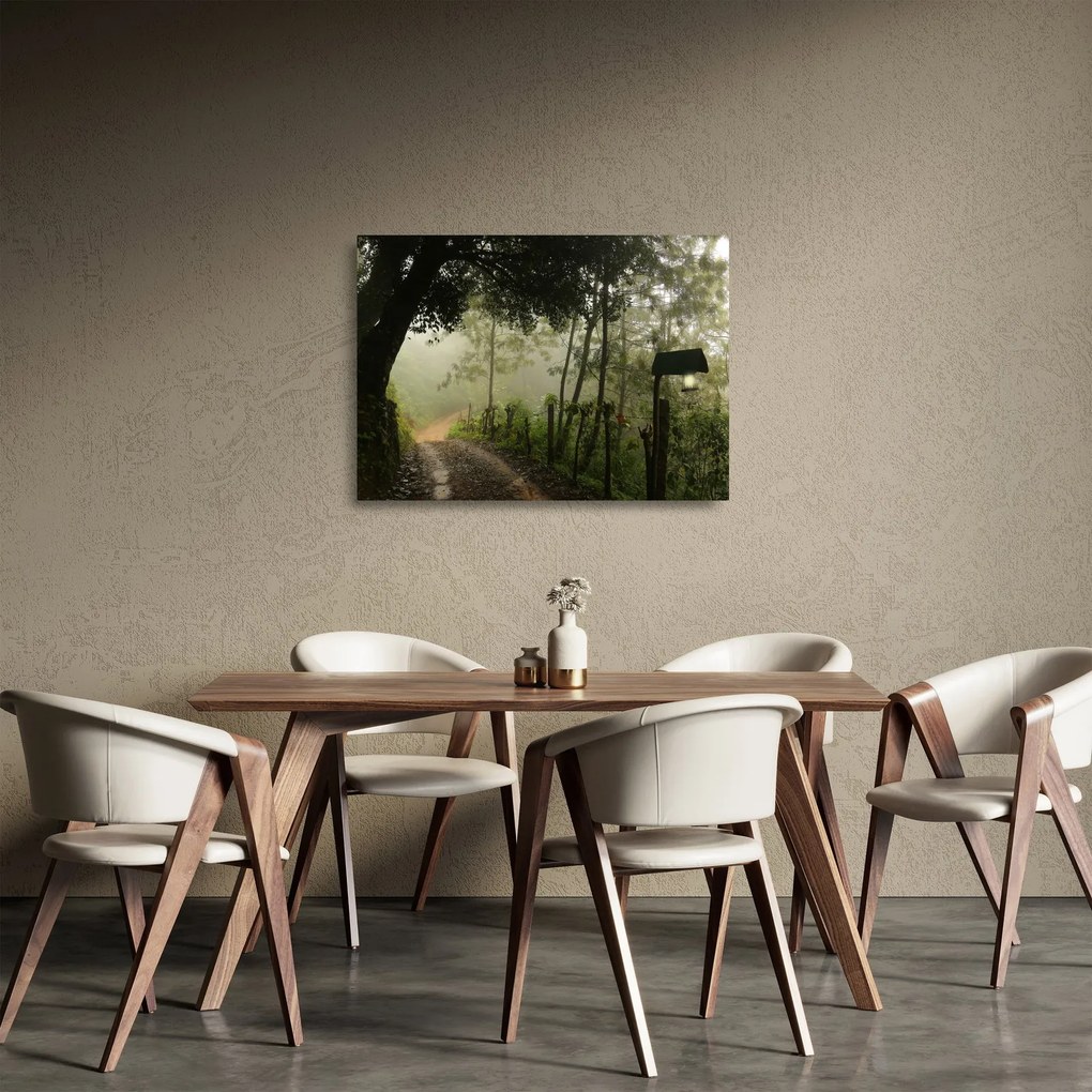 Tablou pe sticlă cu ceața de dimineața (70x50 cm)