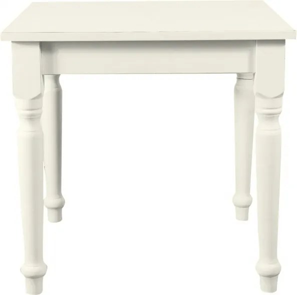 Masa fixa, L80 80 H78 cm, culoare alb antic, Lemn Masiv
