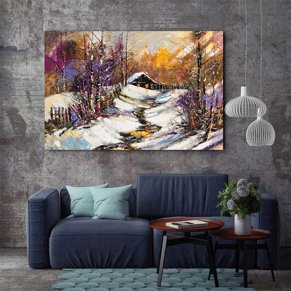 Tablou Canvas - Iarna pe ulita 40 x 65 cm