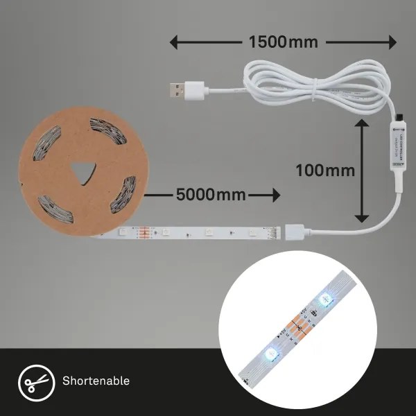 Bandă LED RGBW dimabilă 6,6m LED/7,5W/USB Tuya Brilo + telecomandă
