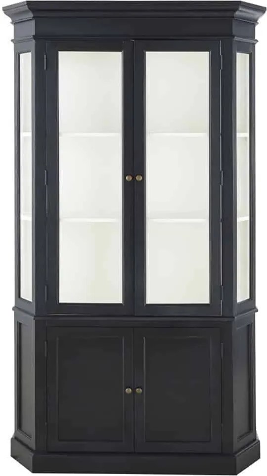 Vitrină lemn masiv gri Noir Antracit, 85 × 45 × 210 cm