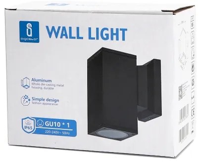 Aplică de exterior Aigostar 1xGU10/230V negru IP65 dreptunghiular