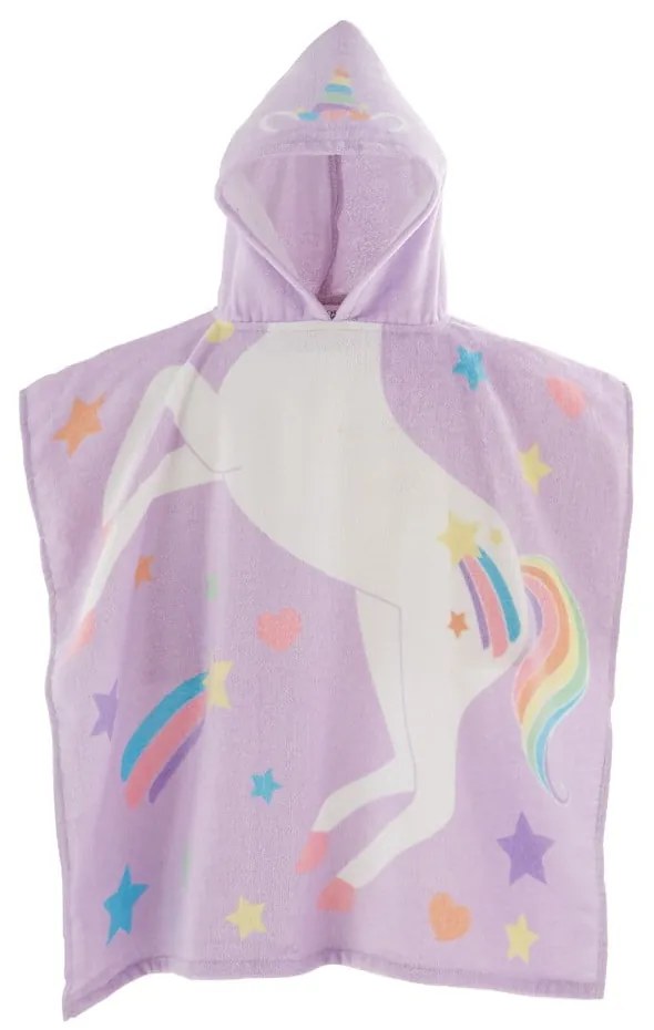 Poncho pentru copii mov din bumbac Unicorn – Catherine Lansfield