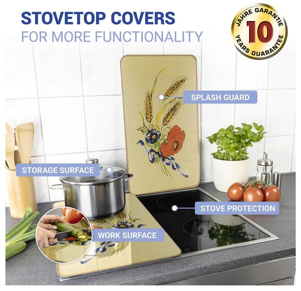 Protecții de aragaz 2 buc. din sticlă temperată 52x30 cm Corn-Flowers - Maximex