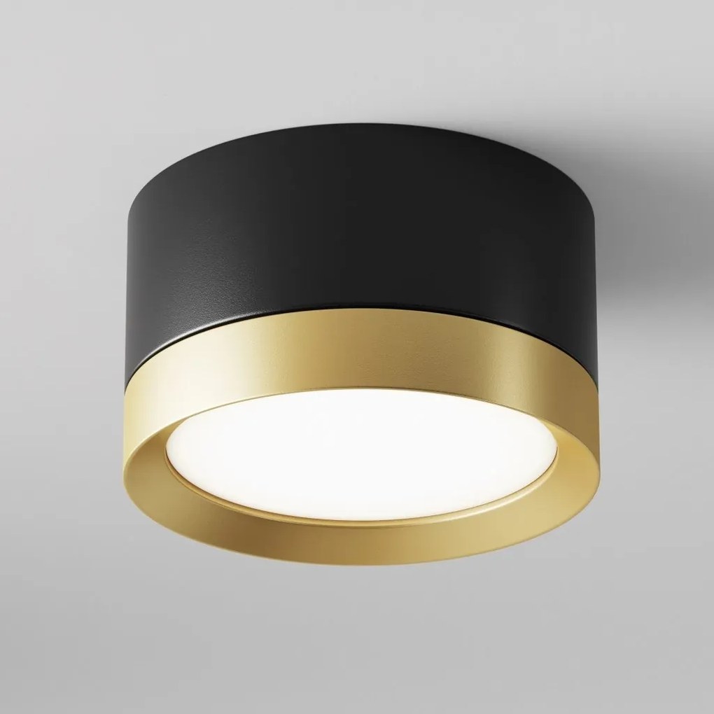 Spot aplicat design tehnic Janu negru, auriu mat