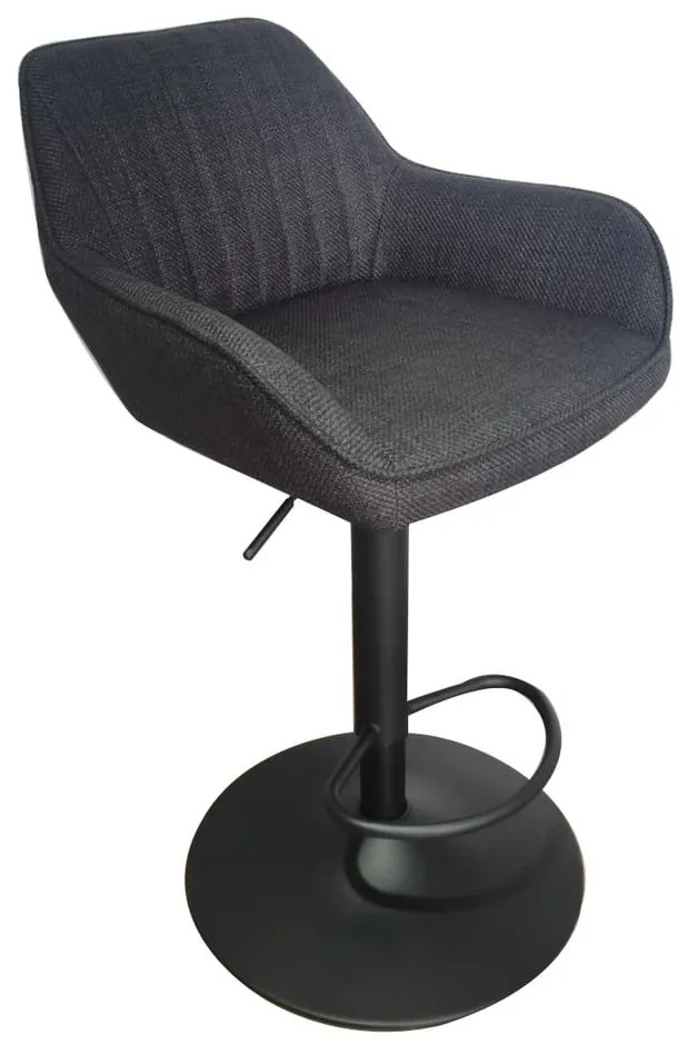 Scaun de bar gri închis cu înălțime ajustabilă/cu cotiere tapițat (înălțime șezut 65 cm) Nolan – Unique Furniture