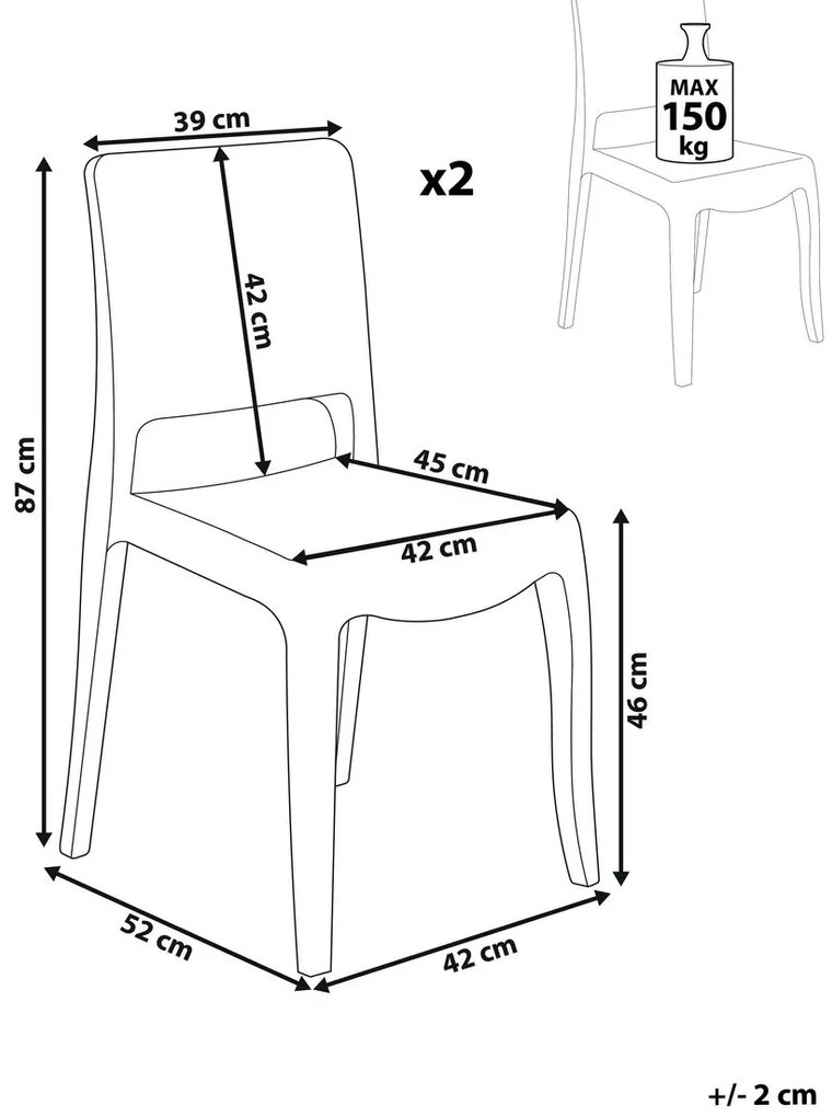 Set 2 buc scaune de sufragerie Werdebra (transparent) . 1076582