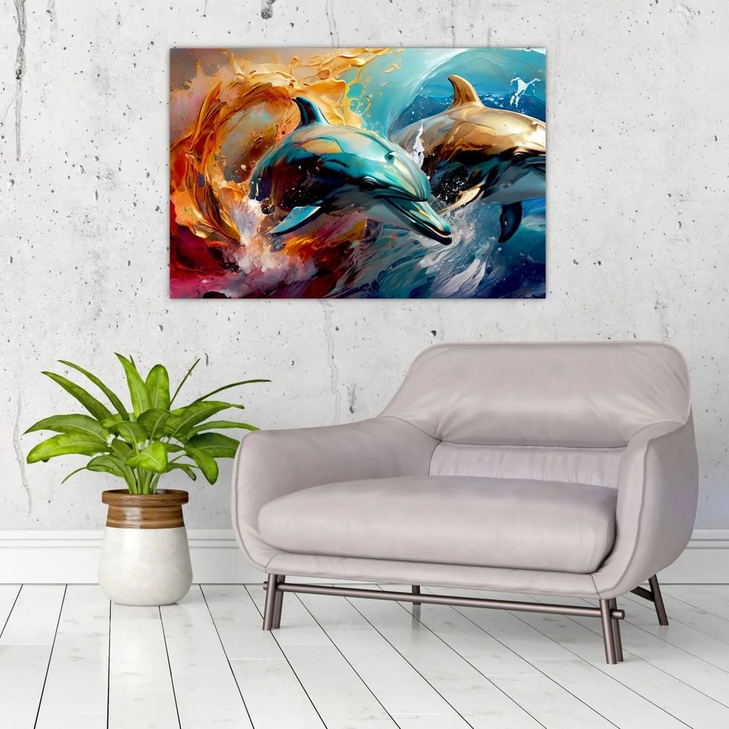 Tablou - Pictură de delfin (90x60 cm)