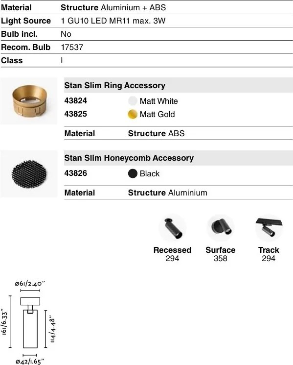 Spot aplicat directionabil STAN Slim Bronze+Matt Black