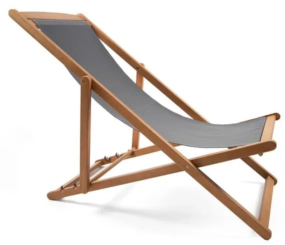 Șezlong de grădină pliabil din lemn de acacia Bonami Essentials Deck, gri