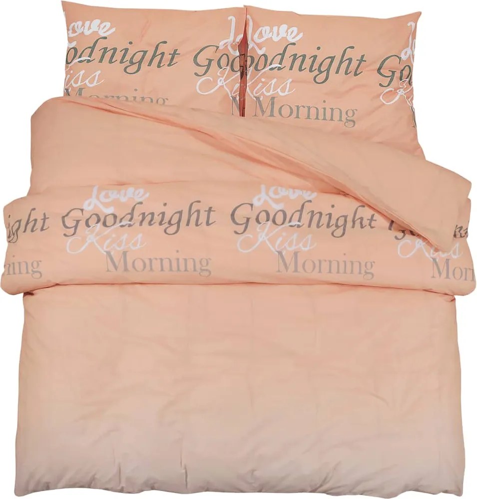 vidaXL Set cu husă de pilotă, roz, 200x200 cm, bumbac