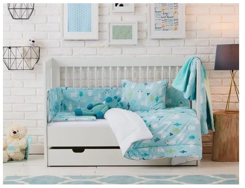 Pernă decorativă pentru copii Pinio Llamas, 45 x 50 cm, albastru