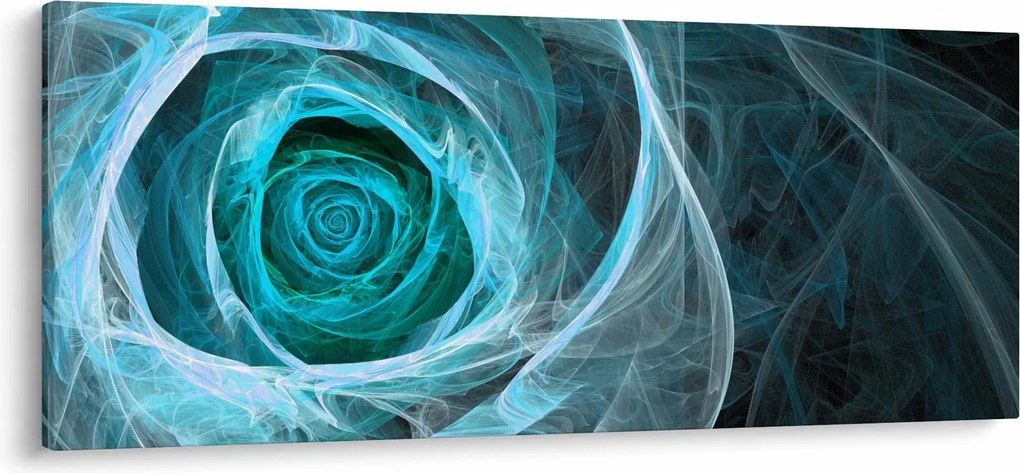 Tablou - Abstract trandafir albastru cu fundal negru (120x50 cm)