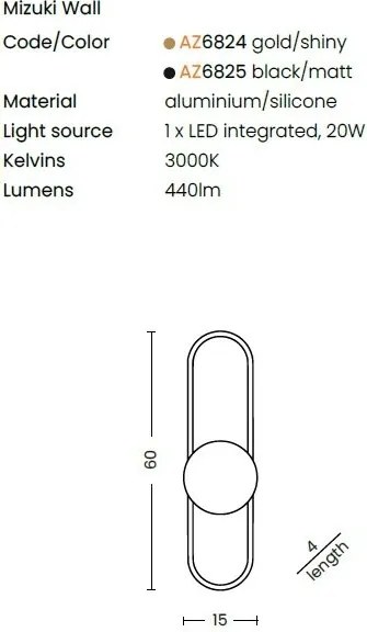 Aplica de perete LED design modern MIZUKI auriu