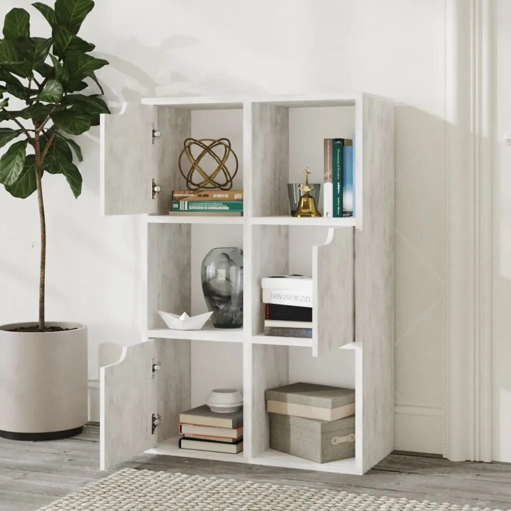 338161 vidaXL Bibliotecă, beton, 60x27,5x88 cm, lemn prelucrat