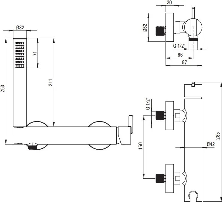 SILIA Baterie de dus cu set de dus BQS_F41M Finisaj: oțel periat