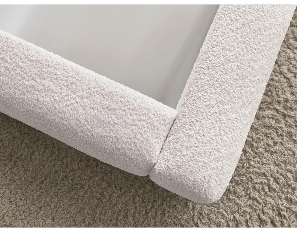 Pat matrimonial alb tapițat cu spațiu de depozitare cu somieră 180x200 cm Orlane – Bobochic Paris