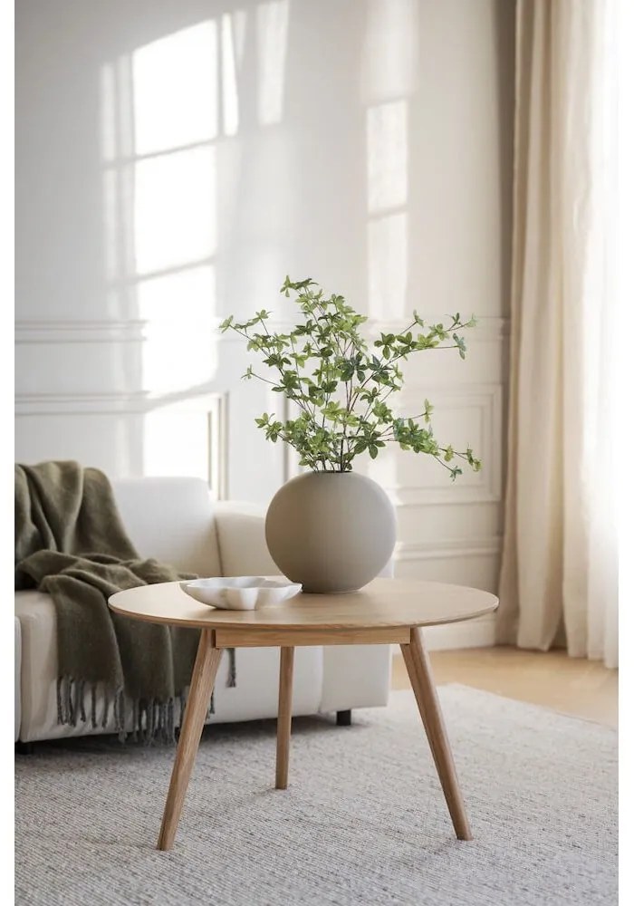 Măsuță de cafea în culoare naturală rotundă cu aspect de lemn de stejar 90x90 cm Yumi - Rowico