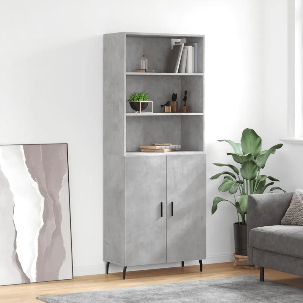 vidaXL Dulap înalt, gri beton, 69,5x34x180, lemn compozit