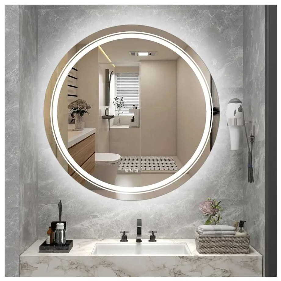 Oglindă Amyra cu iluminare LED 60 cm, argint
