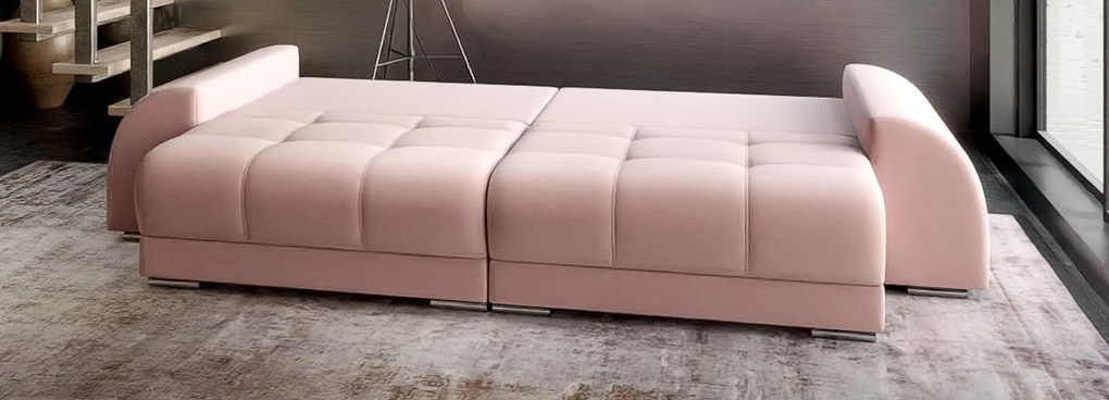 Canapea extensibilă dumonde cu 2 lăzi de depozitare si sezut confortabil din spuma high-density, Verona Royal Pink 310x100 cm