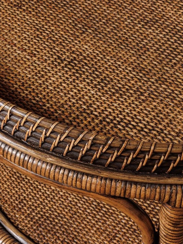 Măsuță de cafea rotundă din ratan, maro, cu blat tip tavă și raft împletit, 48 x 66 cm, „Veracruz”