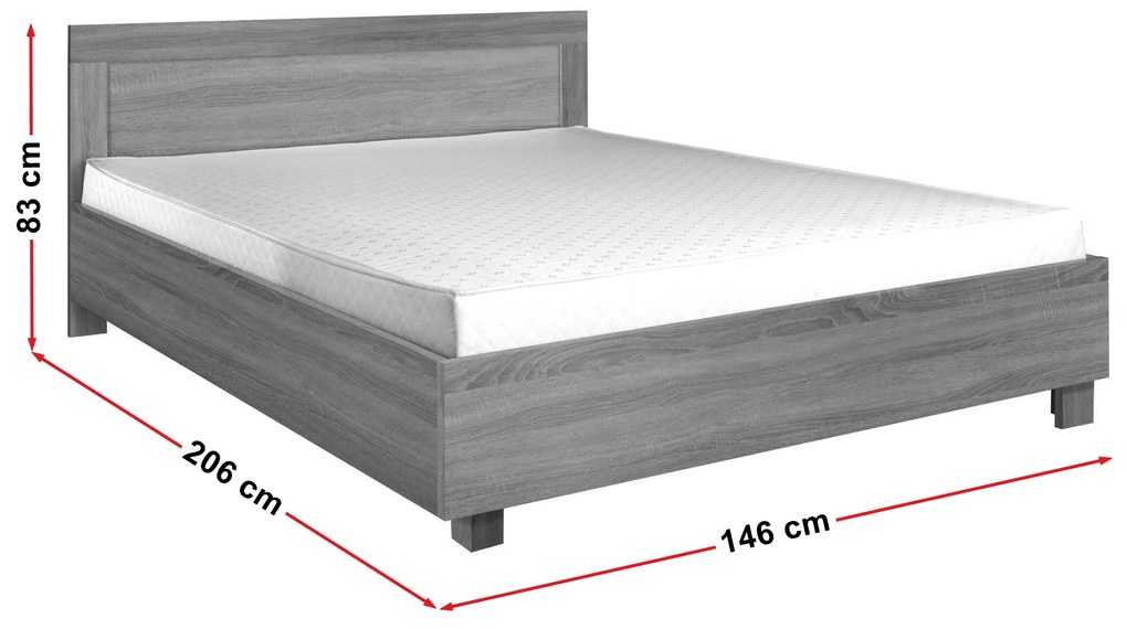 Pat matrimonial 140 cm Camber C23 (Alb) (cu somieră). 1043048