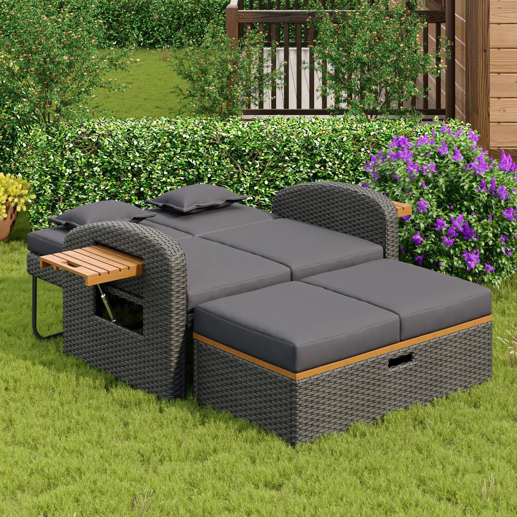 Set de fotolii lounge pentru grădină pentru 2 persoane, Gri | Aosom Romania