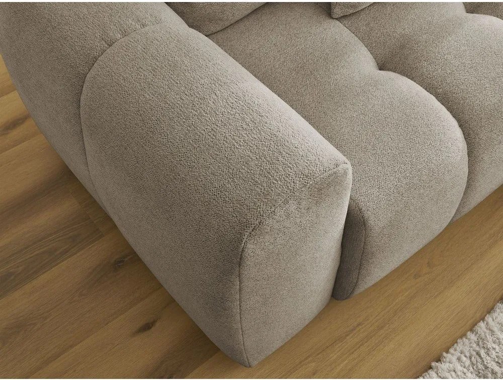 Colțar bej extensibil/cu spațiu de depozitare cu tapițerie din chenille (cu colț pe partea dreaptă/cu șezlong) Roxelane – Bobochic Paris