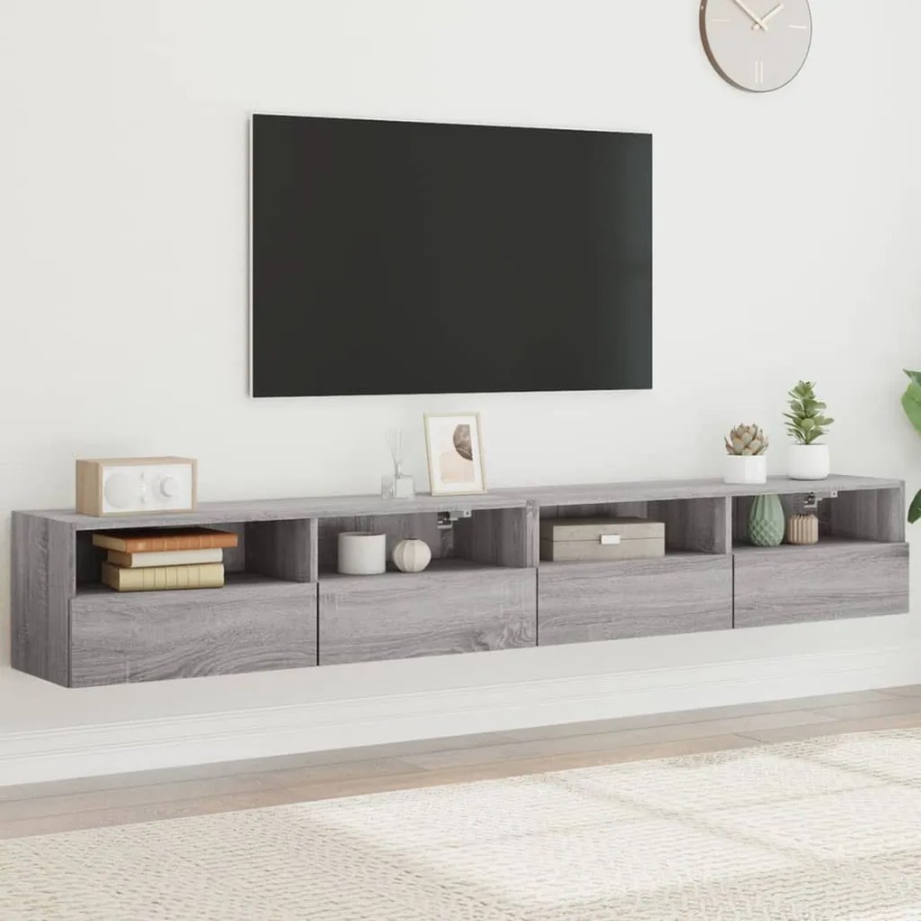 vidaXL Dulapuri TV de perete 2 buc. gri sonoma 100x30x30 cm lemn