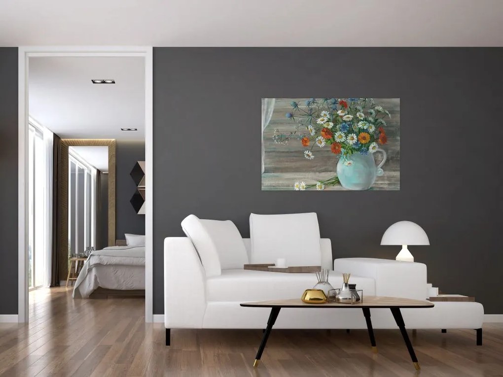 Tablou - Pictură în ulei, flori de câmp (90x60 cm)