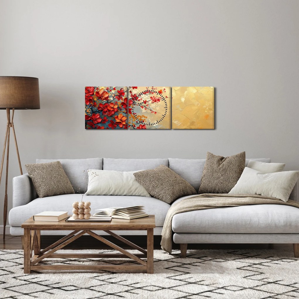 Tablou - Copac înflorit (cu ceas) (90x30 cm)