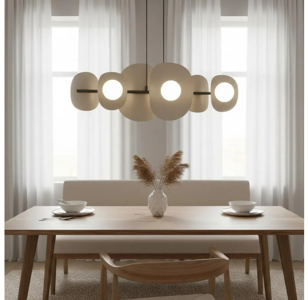 Candelabru suspendat pe cablu ELEMENTI 6xG9/8W/230V bej