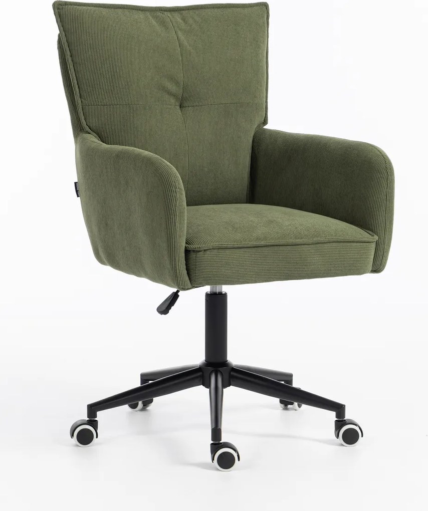 HR250K Scaun Catifea Reiată Premium culoare verde salvie Bază Neagră