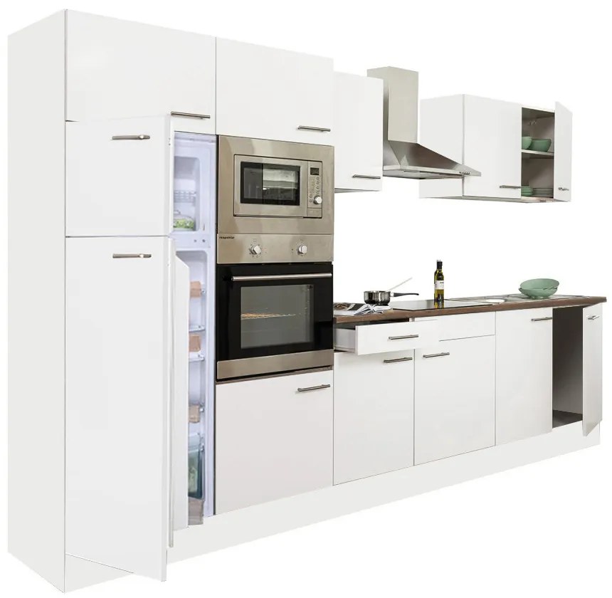 Mobilă de bucătărie Yorki 330, corp alb, cu față alb satinat